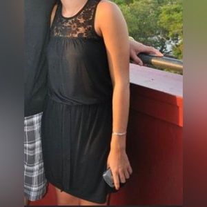 Black Banana Republic dress with eyelet detail